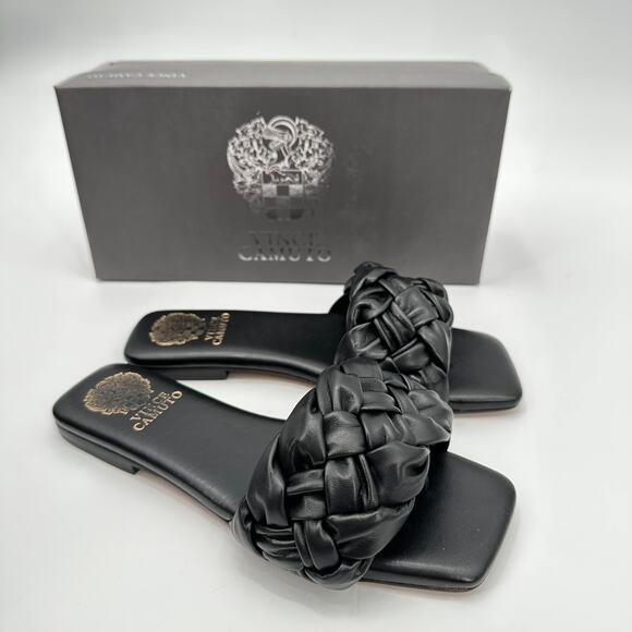 VINCE CAMUTO New in Box Antonni Black Leather Slide Sandal //  6 - Picture 5 of 13